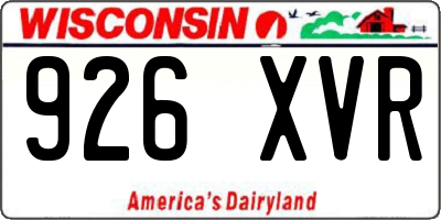 WI license plate 926XVR