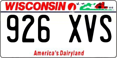 WI license plate 926XVS