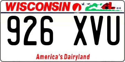 WI license plate 926XVU