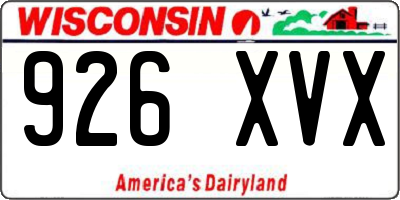 WI license plate 926XVX
