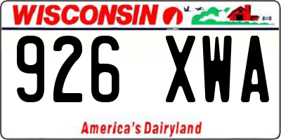 WI license plate 926XWA