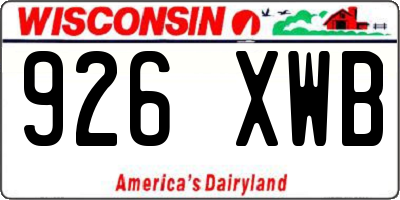 WI license plate 926XWB