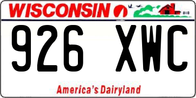 WI license plate 926XWC
