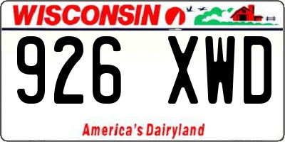 WI license plate 926XWD