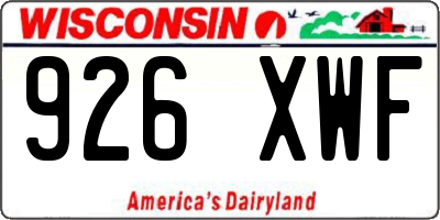 WI license plate 926XWF