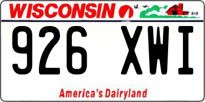 WI license plate 926XWI