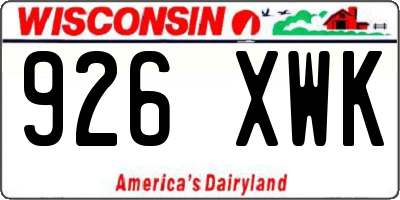 WI license plate 926XWK