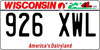WI license plate 926XWL