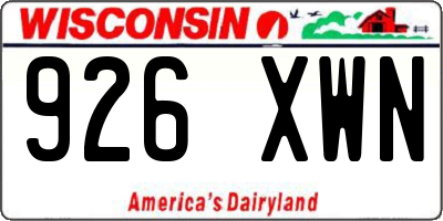 WI license plate 926XWN