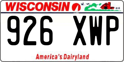 WI license plate 926XWP