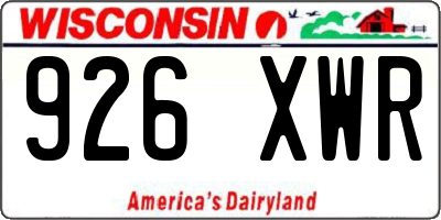 WI license plate 926XWR