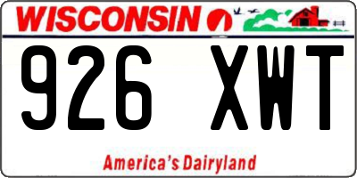 WI license plate 926XWT
