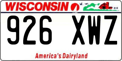 WI license plate 926XWZ