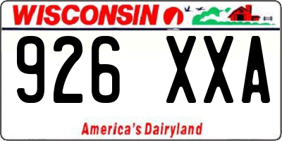 WI license plate 926XXA