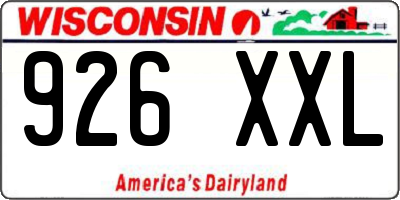 WI license plate 926XXL