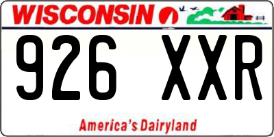 WI license plate 926XXR
