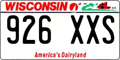WI license plate 926XXS