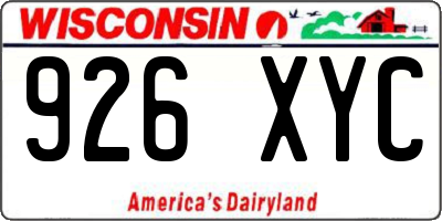 WI license plate 926XYC