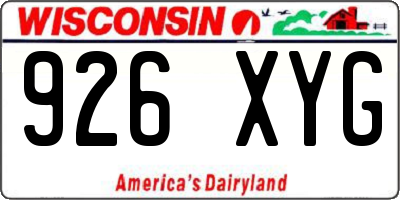 WI license plate 926XYG
