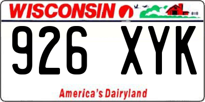 WI license plate 926XYK