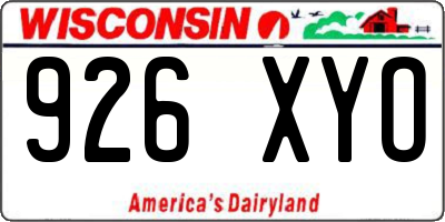 WI license plate 926XYO