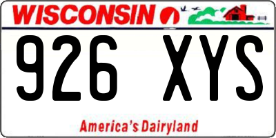 WI license plate 926XYS