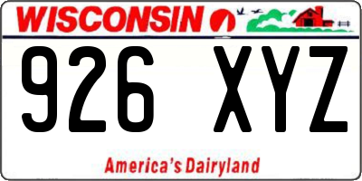 WI license plate 926XYZ