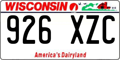 WI license plate 926XZC