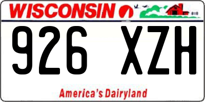 WI license plate 926XZH