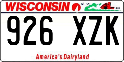 WI license plate 926XZK