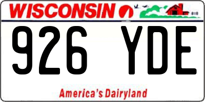 WI license plate 926YDE