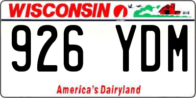 WI license plate 926YDM