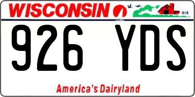 WI license plate 926YDS