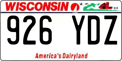 WI license plate 926YDZ