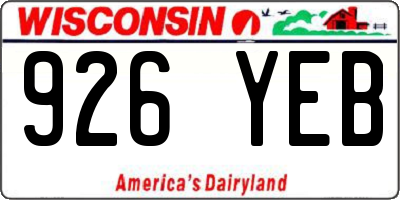 WI license plate 926YEB