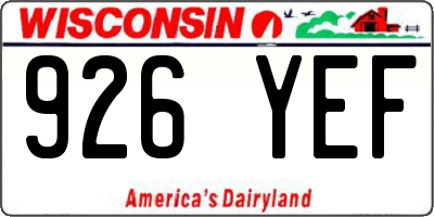 WI license plate 926YEF
