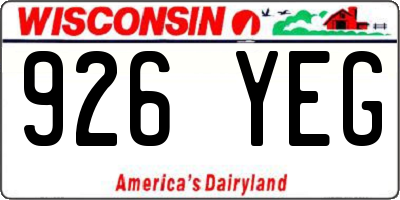 WI license plate 926YEG
