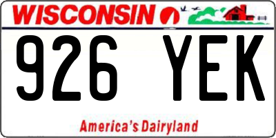 WI license plate 926YEK