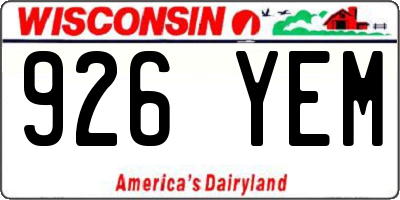 WI license plate 926YEM