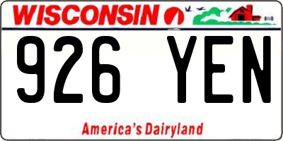 WI license plate 926YEN