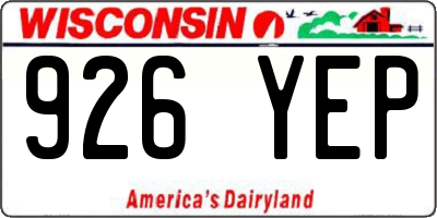 WI license plate 926YEP