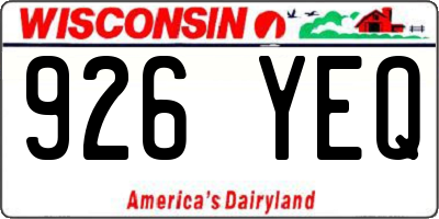 WI license plate 926YEQ