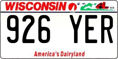 WI license plate 926YER
