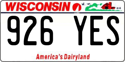 WI license plate 926YES