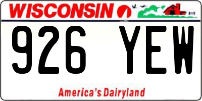 WI license plate 926YEW
