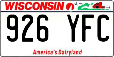 WI license plate 926YFC