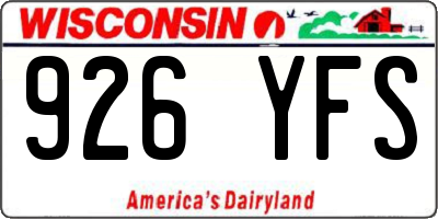 WI license plate 926YFS