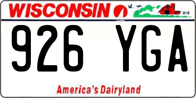 WI license plate 926YGA
