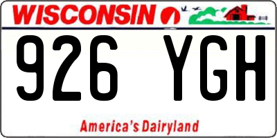 WI license plate 926YGH