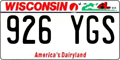 WI license plate 926YGS